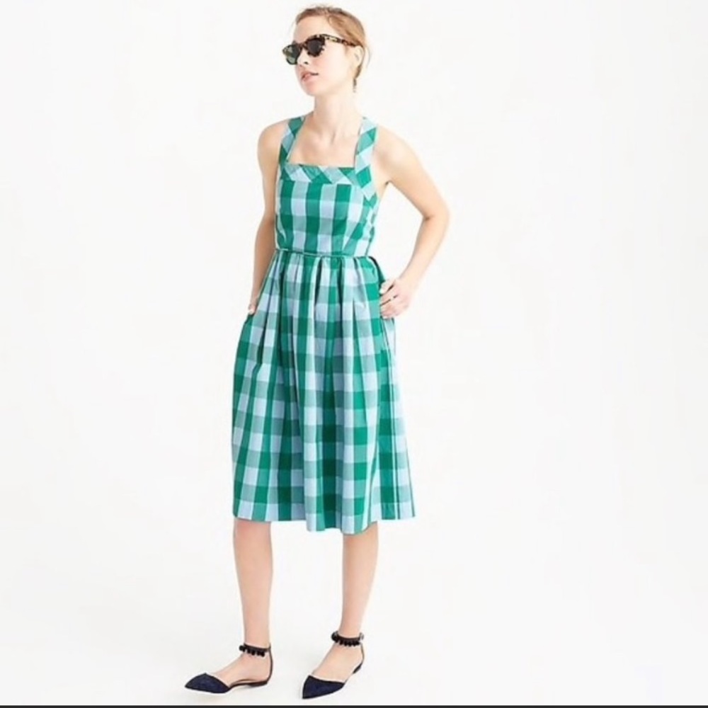 Blue and green checkered dress